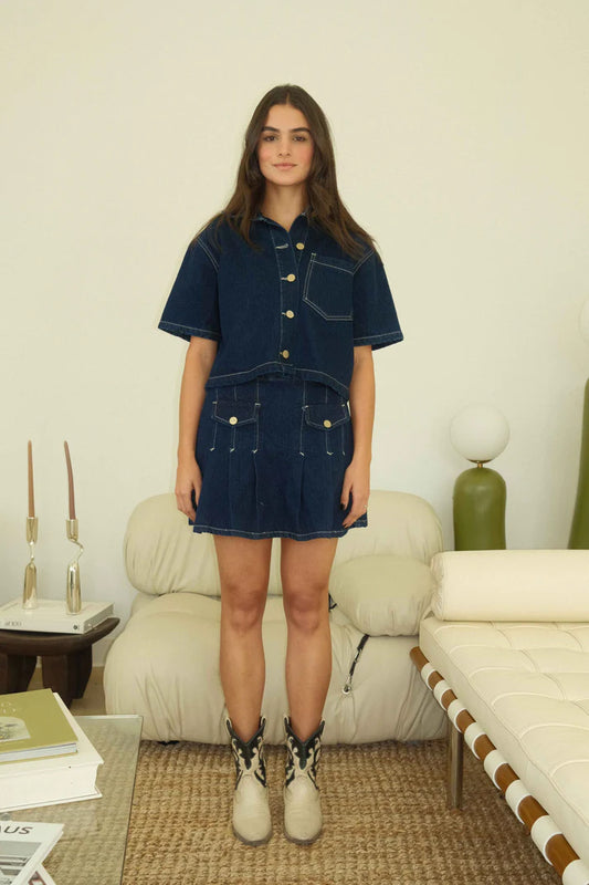 FALDA INDIGO MINI SKIRT