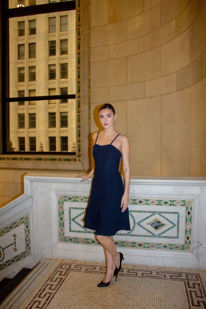 STRAP DENIM DRESS