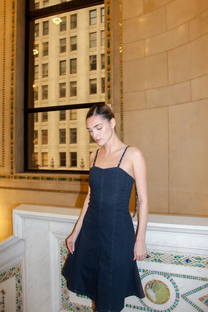STRAP DENIM DRESS