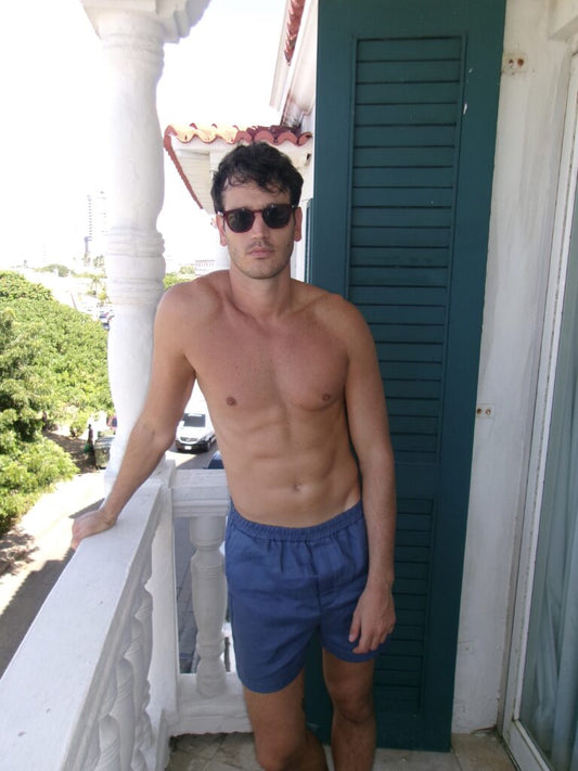 NAVY BLUE LINEN SHORTS
