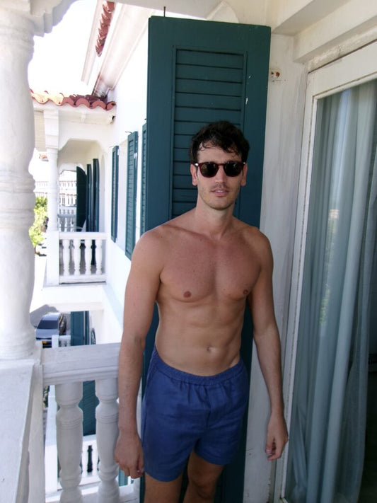NAVY BLUE LINEN SHORTS