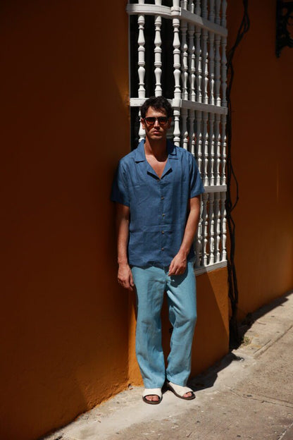 NAVY BLUE LINEN SHIRT