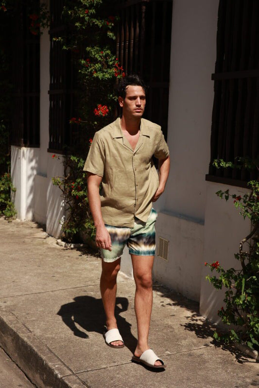 OLIVE GREEN LINEN SHIRT