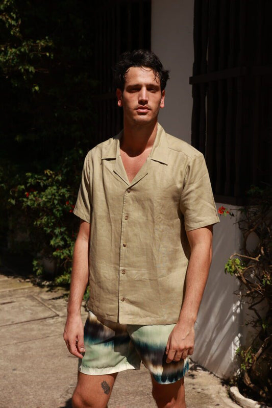 OLIVE GREEN LINEN SHIRT