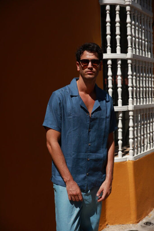 NAVY BLUE LINEN SHIRT