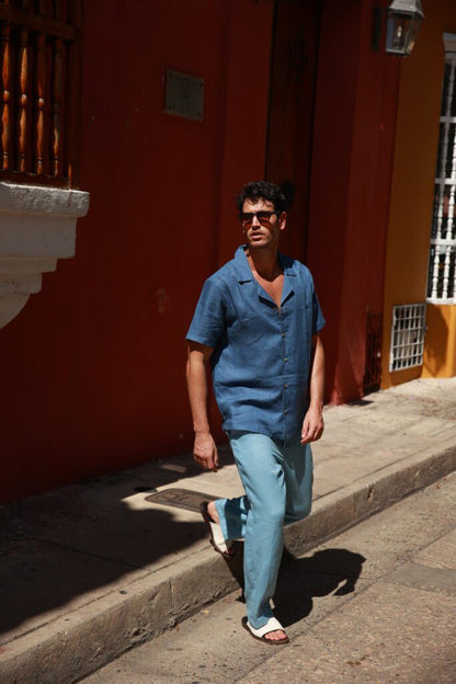 NAVY BLUE LINEN SHIRT
