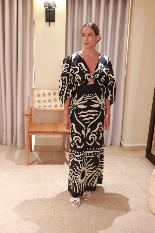 VESTIDO GAIA NEGRO ESTAMPADO