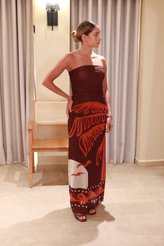 VESTIDO DAPHNE STRAPLE VINO